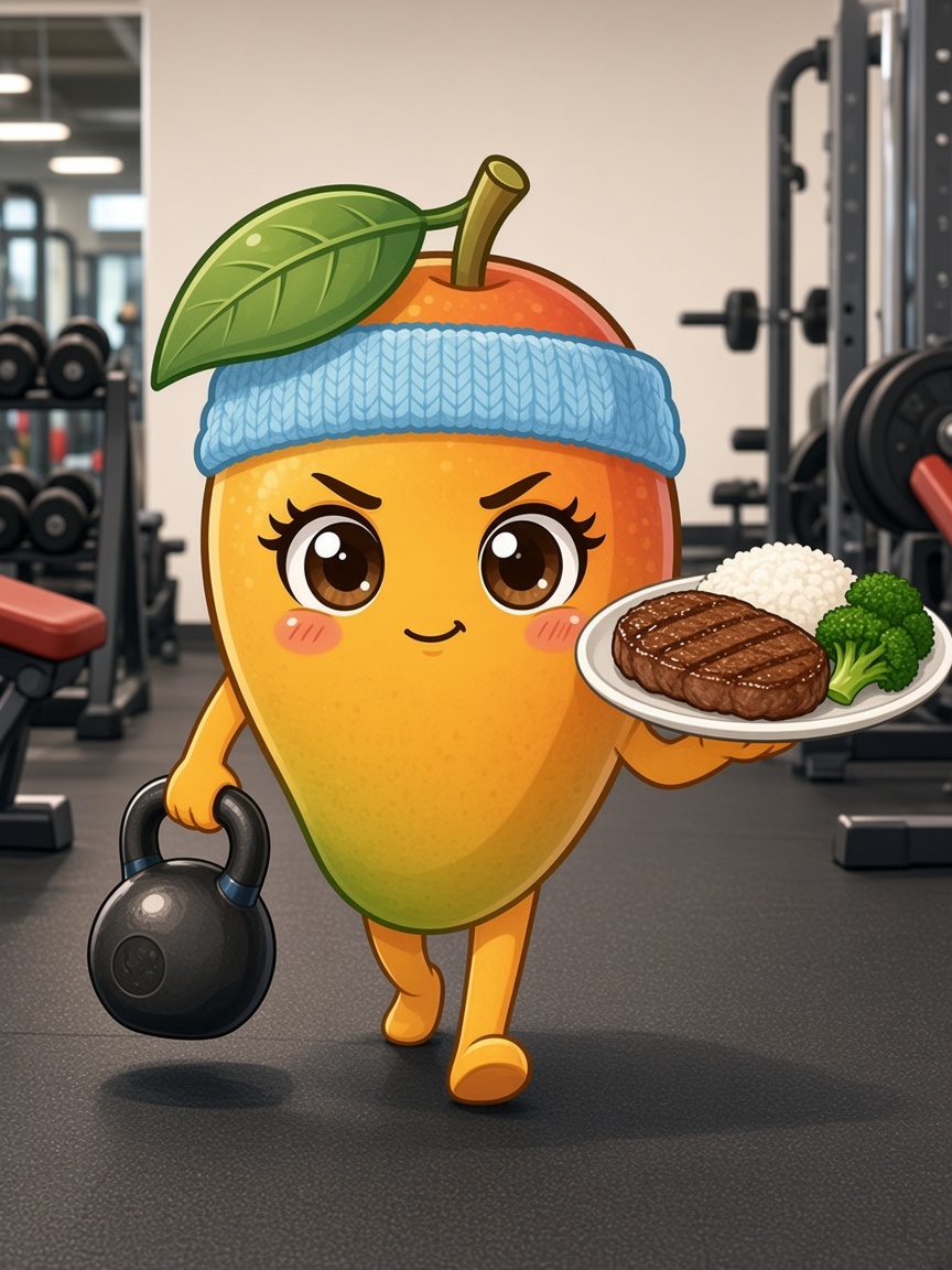 Mangolino beim Farmer Walk mit Teller und Kettlebell